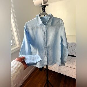 Babaton Sky Blue Casual Button Down Shirt